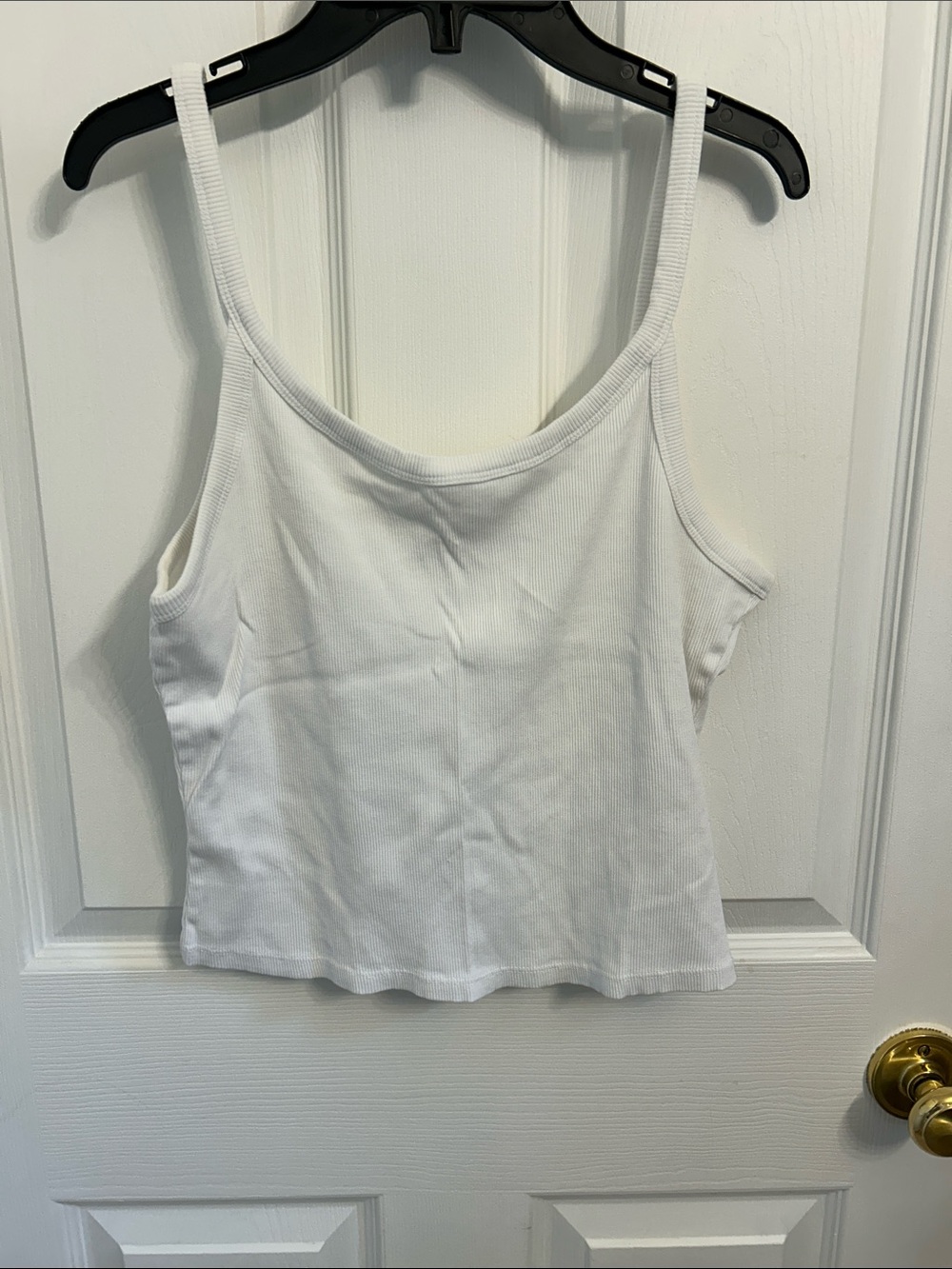 twik White Ribbed Tank Top with Thin Straps